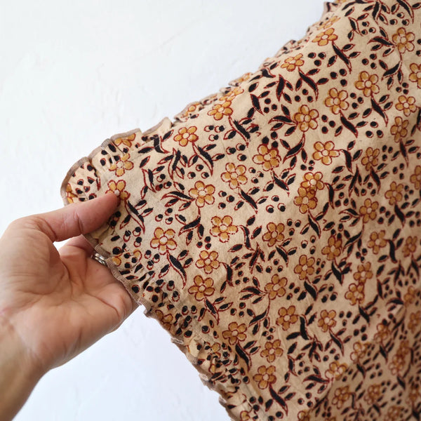 Anika Block Print Tablecloth, Tan Floral
