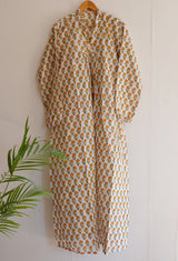 Block Print Yellow Flower Dress