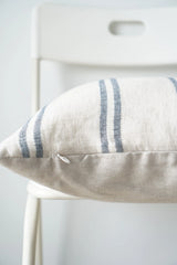 White with Blue Stripes Cotton Pillow