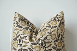 Black and Yellow Flowers Block Print Pillow