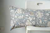 Blue Flowers Block Print Lumbar Pillow