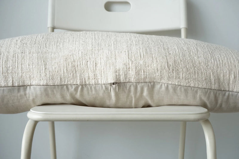 White Slub Handwoven Lumbar Pillow