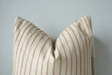 White and Brown Natural Dye Stripe Woven Pillow