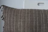 Brown with Thin White Stripes Handwoven Lumbar Pillow