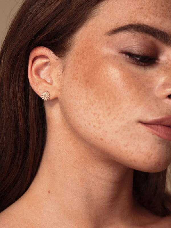 Mini Pave Pearl Stud Earrings