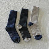 Recycled Cotton Ribbed Socks, Denim