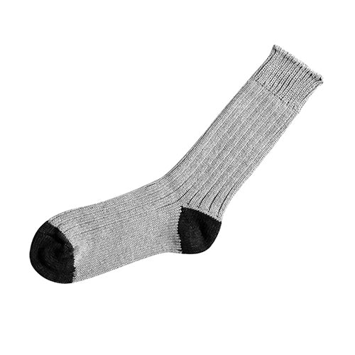 Recycled Cotton Ribbed Socks, Gray