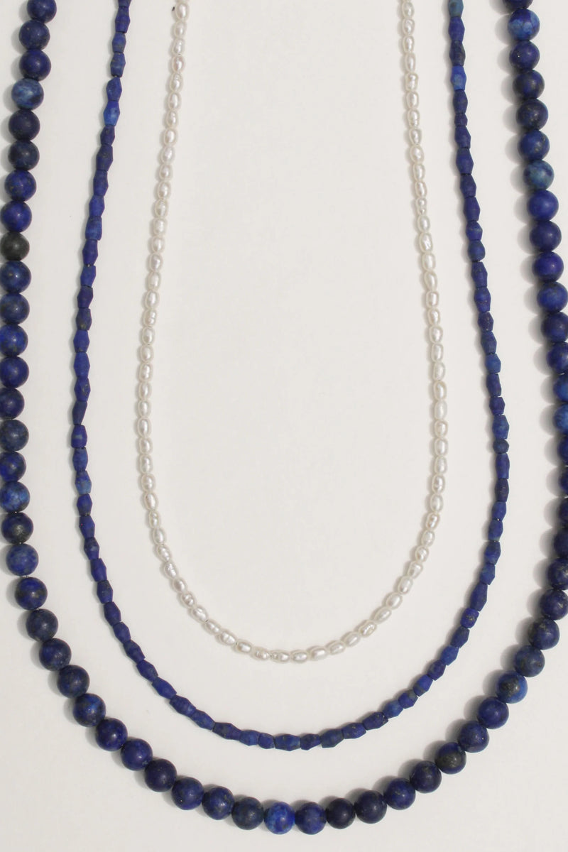 Round Lapis Blue Beaded Necklace