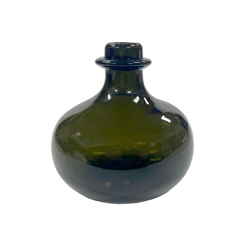 Hand-Blown Dark Green Thick Glass Small Onion Bottle