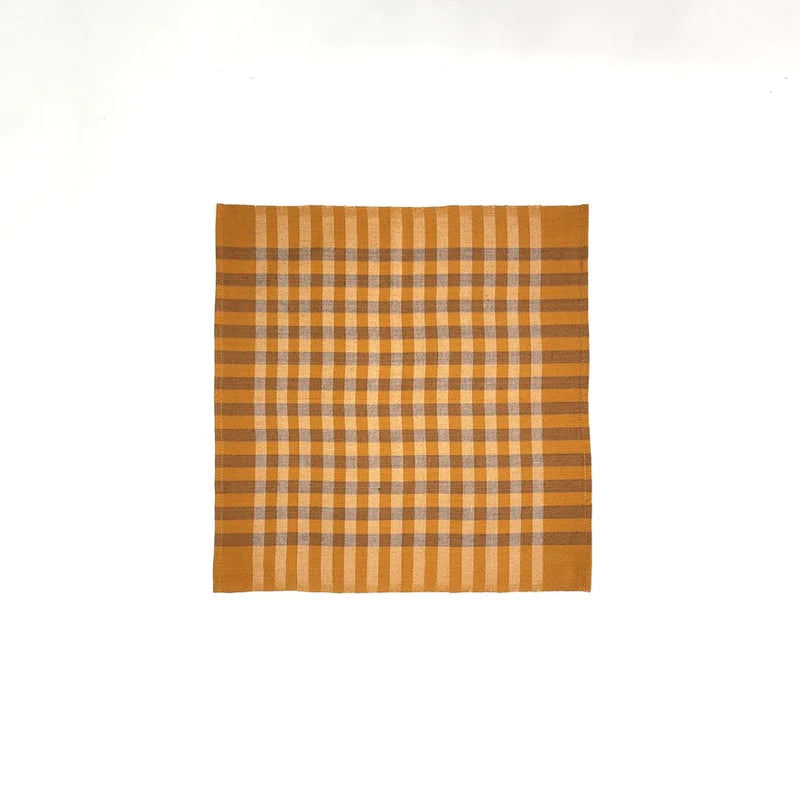 Plaid Napkins, Ochre, S/2